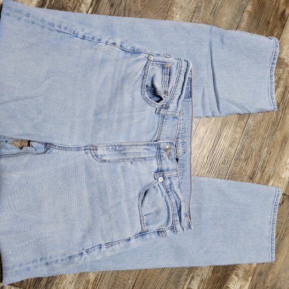 American Eagle Stretch Super High-Waisted Straight Jean - Picture 2 of 5